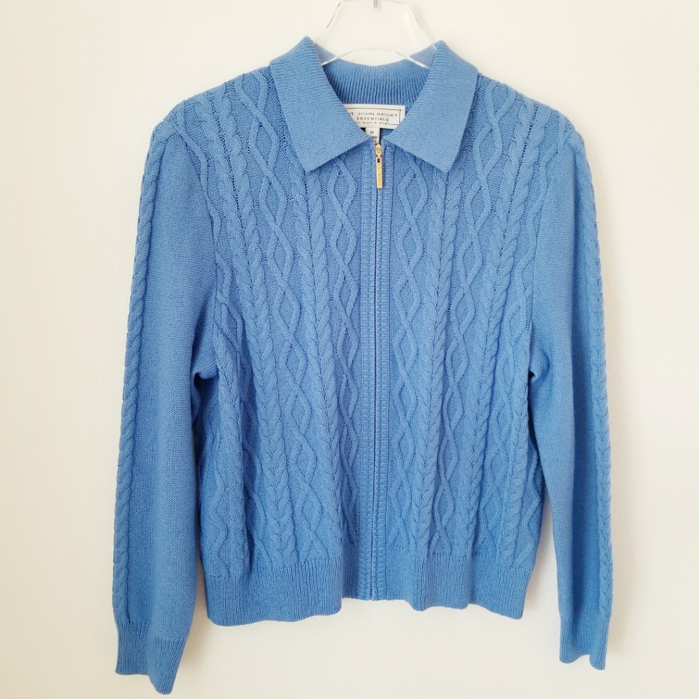 St John Sport Santana Cable Knit  Sweater Jacket - Picture 2 of 6